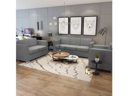 Třídílná sada pohovek s textilním čalouněním světle šedá 274213