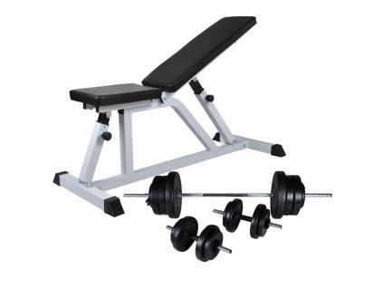 Posilovací lavice se sadou činek barbell a dumbbell 60,5 kg 275346