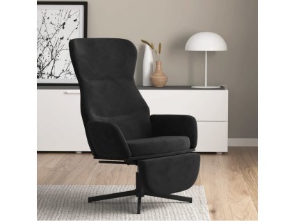 Relaxační křeslo s podnožkou černá samet 3097501