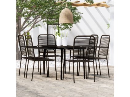 7dílný zahradní jídelní set černý 3099146