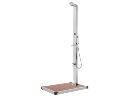 Zahradní sprcha s hnědou základnou 225 cm nerezová ocel 3070777