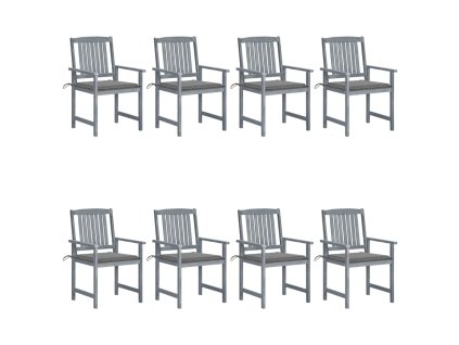 Zahradní židle s poduškami 8 ks masivní akáciové dřevo šedé 3078223