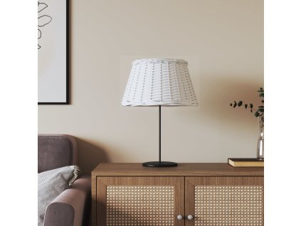 Stínidlo lampy bílé Ø 50 x 30 cm proutěné 364387