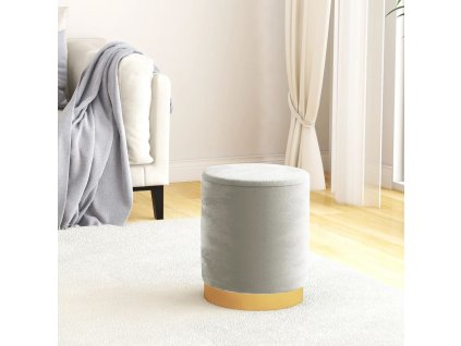 Kulatá stolička s úložným prostorem světle šedá samet 31 x 37 cm 340285