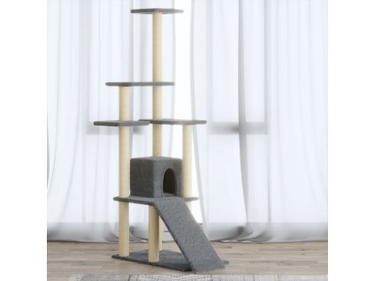 Škrabadlo pro kočky se sisalovými sloupky světle šedé 155 cm 171516