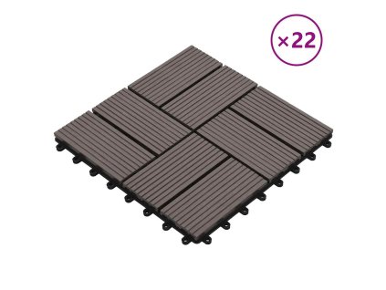 22 ks terasové dlaždice 30 x 30 cm 2 m² WPC tmavě hnědé 277810