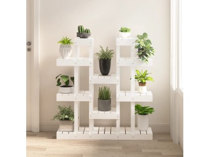 Stojan na rostliny bílý 104,5x25x109,5 cm masivní borové dřevo 822093