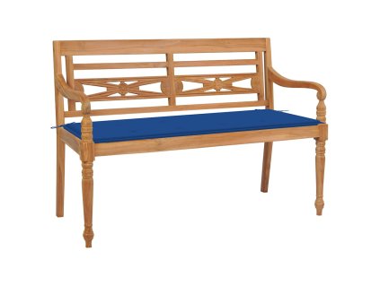 Lavice Batavia s královsky modrou poduškou 120 cm masivní teak 3062164