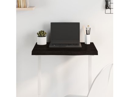 Stolní deska tmavě hnědá 60x40x(2-4)cm ošetřený masivní dub 3156408