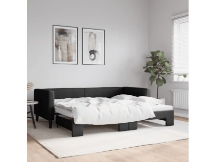 Válenda s přistýlkou černá 90 x 200 cm textil 3196580