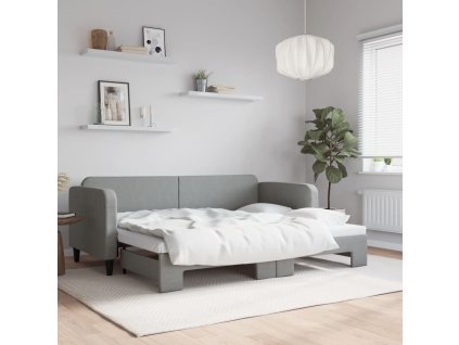 Válenda s přistýlkou světle šedá 80 x 200 cm textil 3196811
