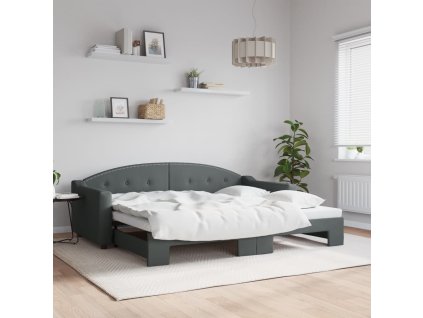 Válenda s přistýlkou tmavě šedá 90 x 200 cm textil 3197531