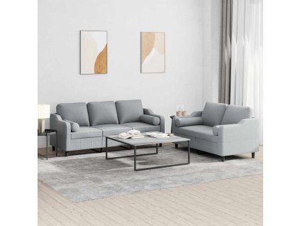 2dílná sedací souprava s polštáři světle šedá textil 3201850