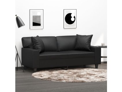 2místná pohovka s polštáři černá 140 cm umělá kůže 3200866