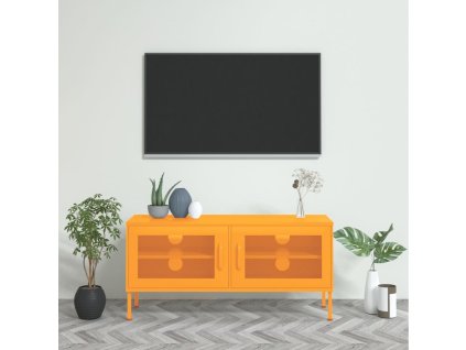 TV skříňka hořčicově žlutá 105 x 35 x 50 cm ocel 336236