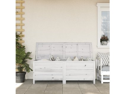 Zahradní úložný box bílý 150x50x56,5 cm masivní jedlové dřevo 364757
