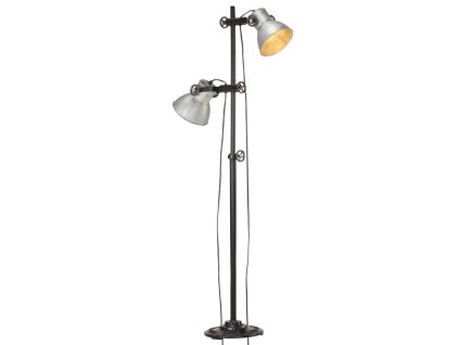 Podlahová lampa se 2 svítidly stříbrná E27 litina 320583