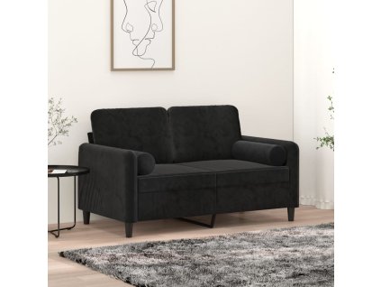 Dekorační polštáře 2 ks černé Ø 15 x 50 cm samet 349514