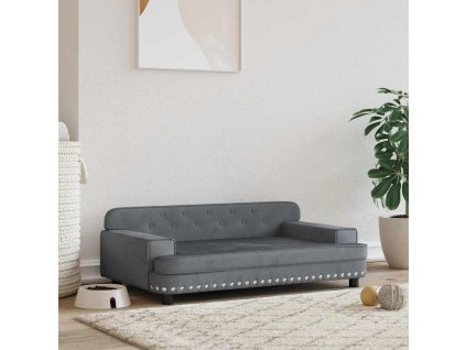 Pelíšek pro psy tmavě šedý 90 x 53 x 30 cm samet 171870