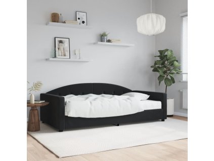 Válenda s matrací černá 100 x 200 cm samet 3197288
