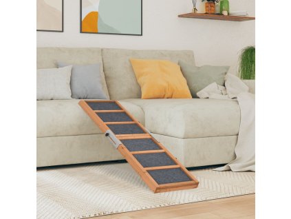 Rampa pro psy šedá 120 x 30 cm masivní jedlové dřevo 172419