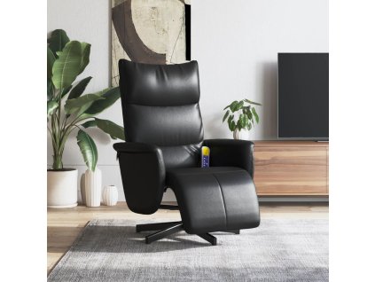 Masážní polohovací křeslo s podnožkou černé umělá kůže 356597