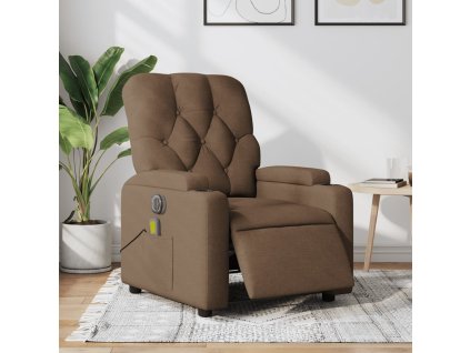 Elektrické masážní polohovací křeslo hnědé textil 3204702