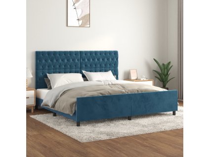 Rám postele bez matrace tmavě modrý 200x200 cm samet 3125962