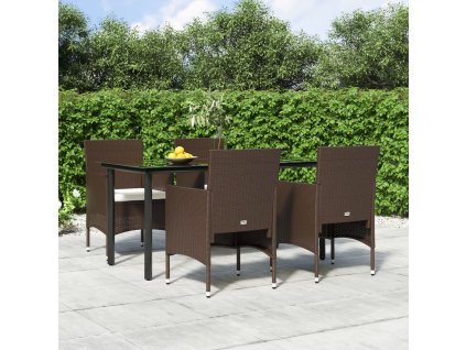 5dílný zahradní jídelní set s poduškami hnědý a černý 3156612