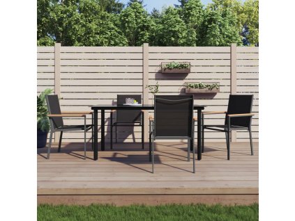 5dílný zahradní jídelní set černý textilen a ocel 3187045