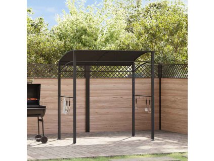 Grilovací altán 215 x 150 x 220 cm antracitový ocel 48603