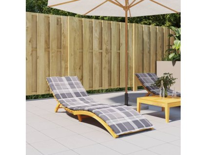 Poduška na lehátko šedá károvaná 200x70x3 cm oxfordská látka 314232