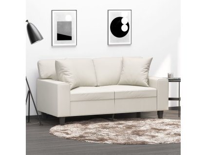 Dekorační polštáře 2 ks krémové 40 x 40 cm umělá kůže 349480