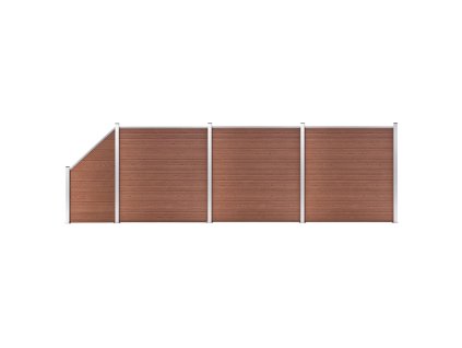 Plotová sada WPC 3 čtvercové + 1 šikmý díl 619 x 186 cm hnědá 3053217