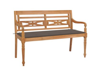 Lavice Batavia s taupe poduškou 120 cm masivní teakové dřevo 3062162