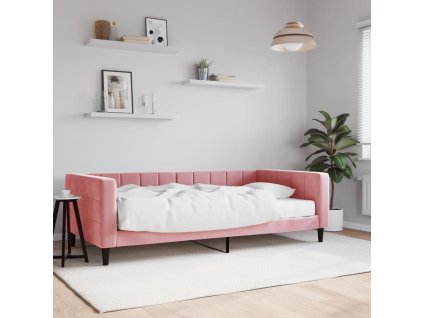 Válenda s matrací růžová 100 x 200 cm samet 3196677
