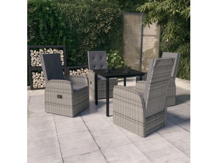 5dílný zahradní jídelní set s poduškami šedý 3099474