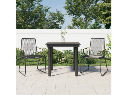 3dílný zahradní jídelní set černý PVC ratan 3099209