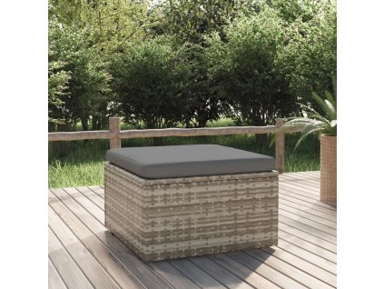 Zahradní podnožka s poduškou šedá 55 x 55 x 30 cm polyratan 318668