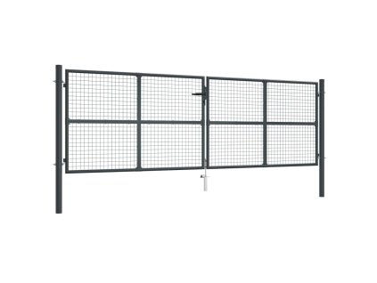 Pletivová zahradní brána pozinkovaná ocel 400 x 175 cm šedá 145778