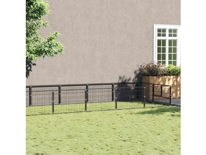 Psí kotec černý 12 m² ocel 3082113