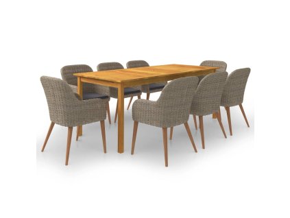 9dílný zahradní jídelní set hnědý 3067921