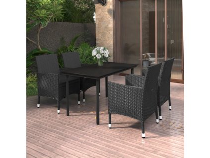5dílný zahradní jídelní set s poduškami polyratan a sklo 3099687