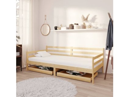 Válenda se zásuvkami 90 x 200 cm masivní borové dřevo 3083679