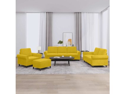 4dílná sedací souprava s poduškami žlutá samet 3202186