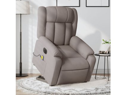 Elektrické zvedací masážní polohovací křeslo taupe textil 3205360