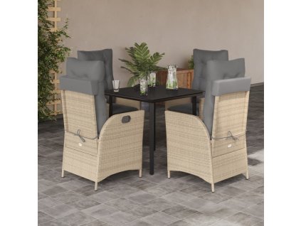 5dílný zahradní jídelní set s poduškami béžový polyratan 3213265