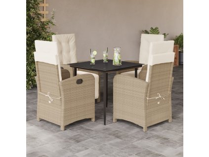 5dílný zahradní jídelní set s poduškami béžový polyratan 3212571