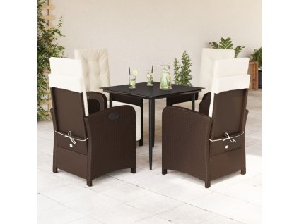 5dílný zahradní jídelní set s poduškami hnědý polyratan 3212332