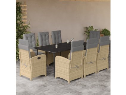 9dílný zahradní jídelní set s poduškami mix béžové polyratan 3212398